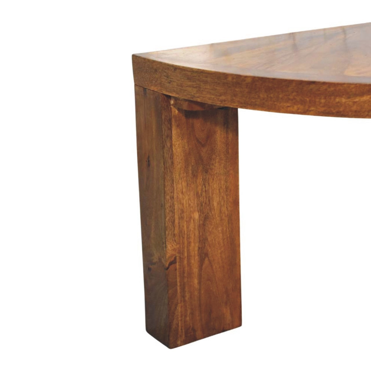 Table basse demi-lune en chêne ambré