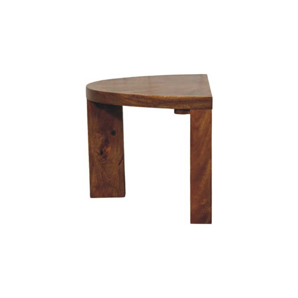 Table basse demi-lune en chêne ambré
