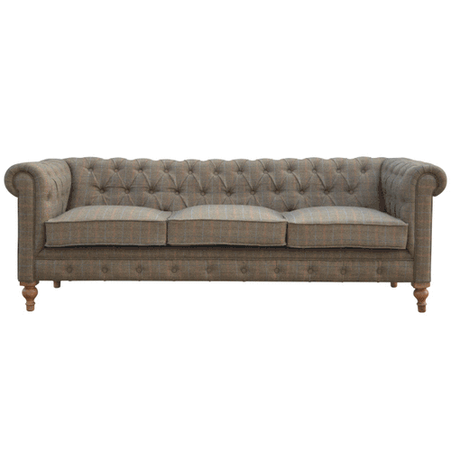 Chesterfield 3 places en tweed multicolore