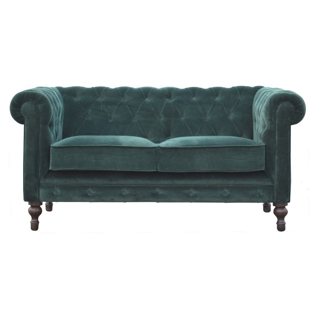 Chesterfield en velours vert émeraude