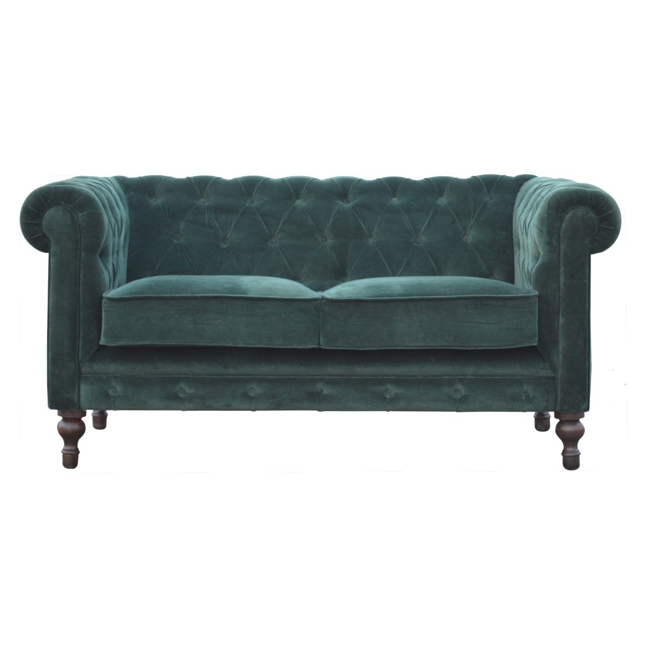 Chesterfield en velours vert émeraude