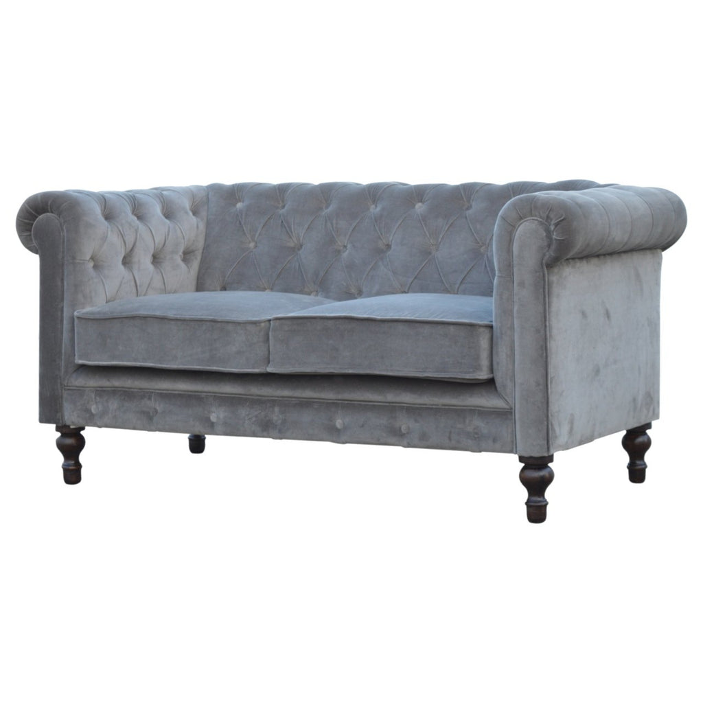 Canapé Chesterfield en velours gris