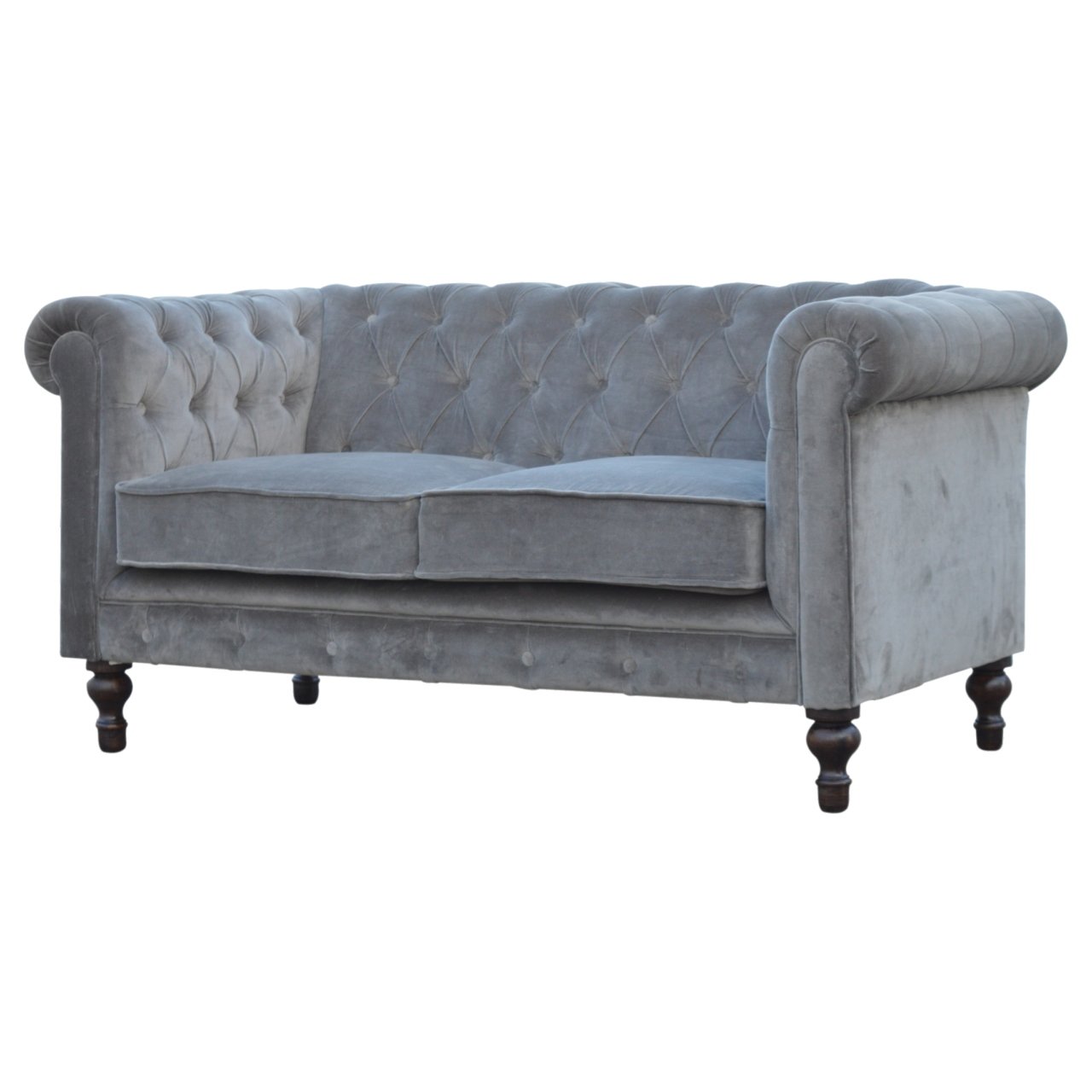Canapé Chesterfield en velours gris