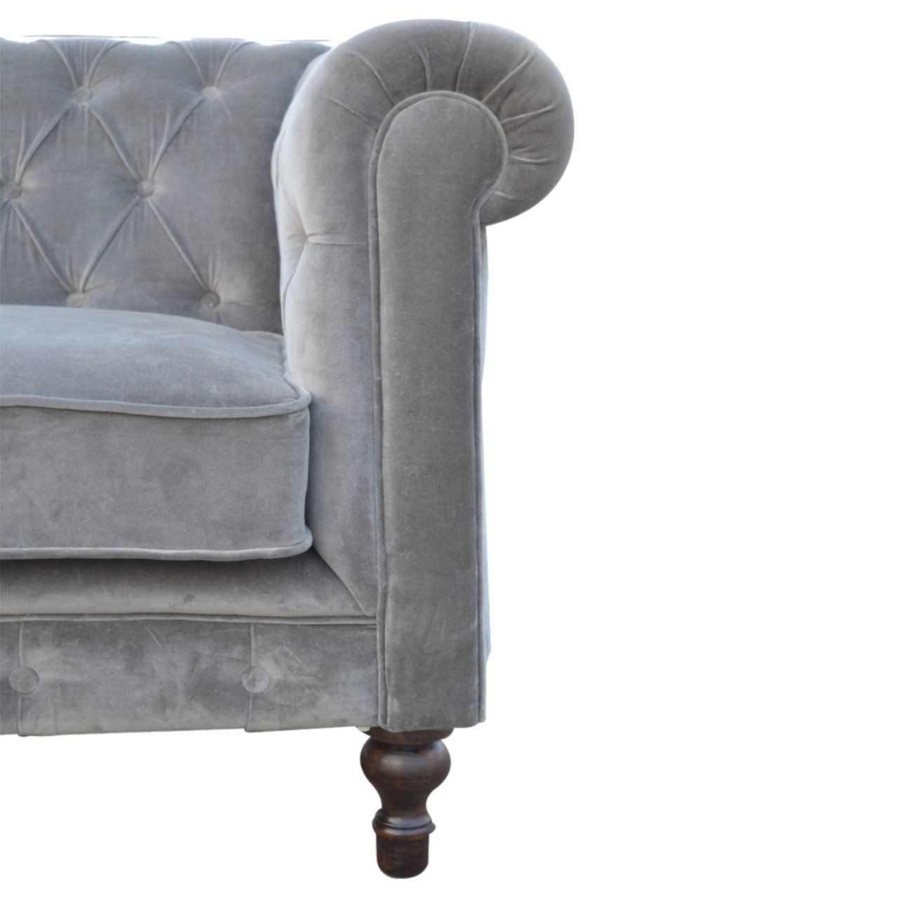 Canapé Chesterfield en velours gris