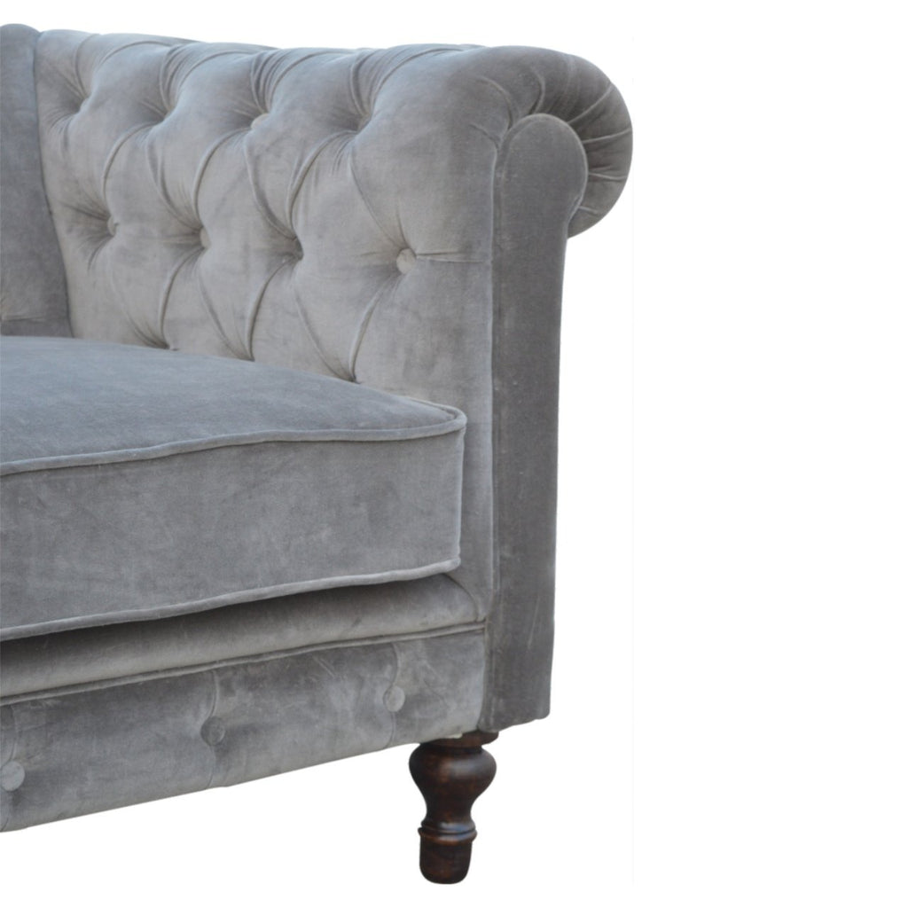 Canapé Chesterfield en velours gris