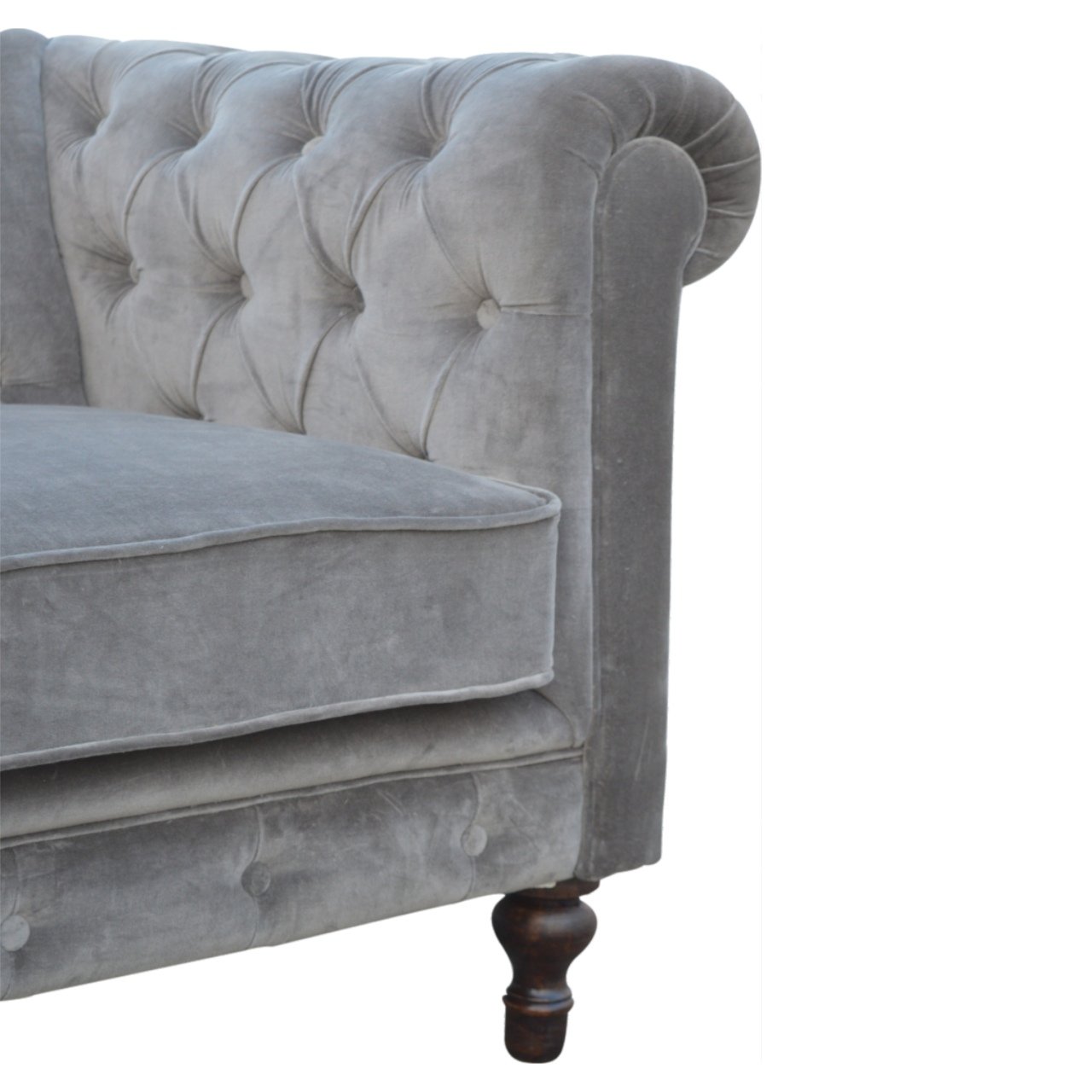 Canapé Chesterfield en velours gris