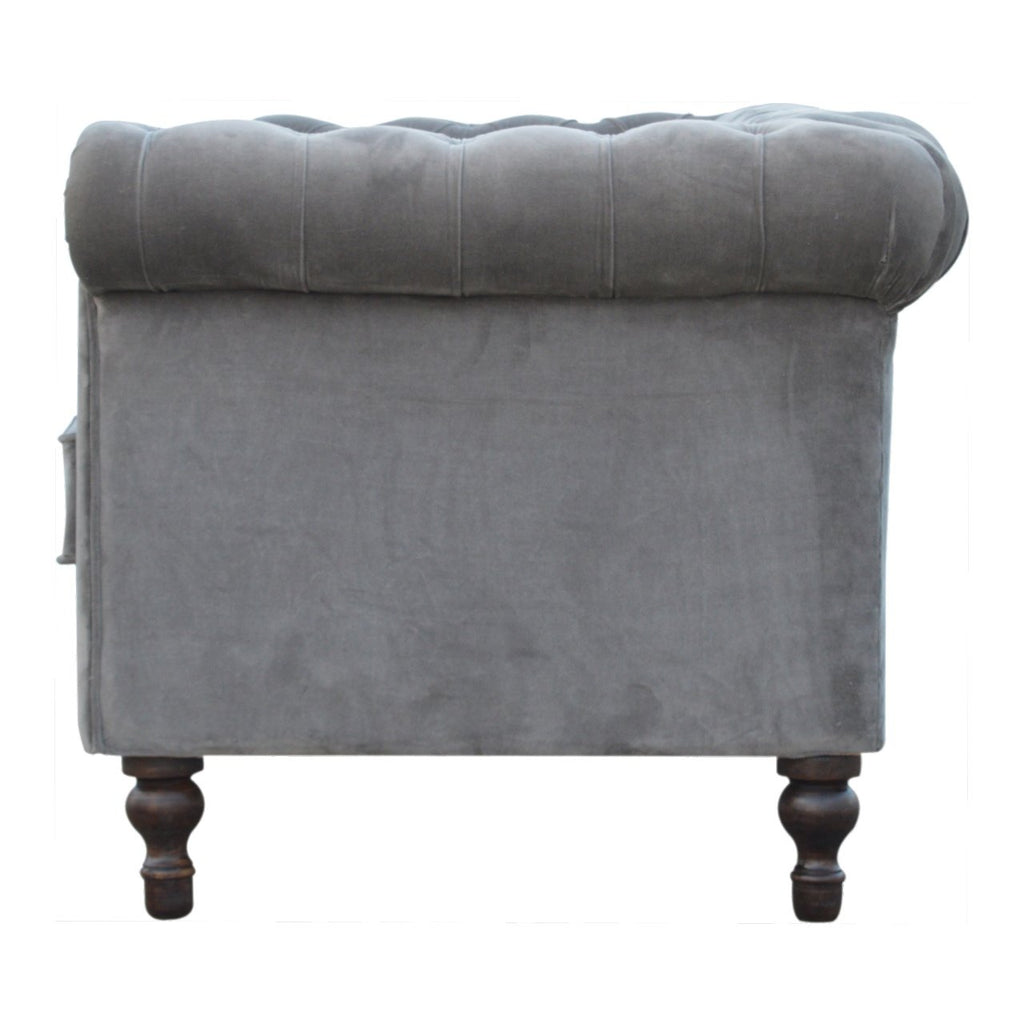 Canapé Chesterfield en velours gris