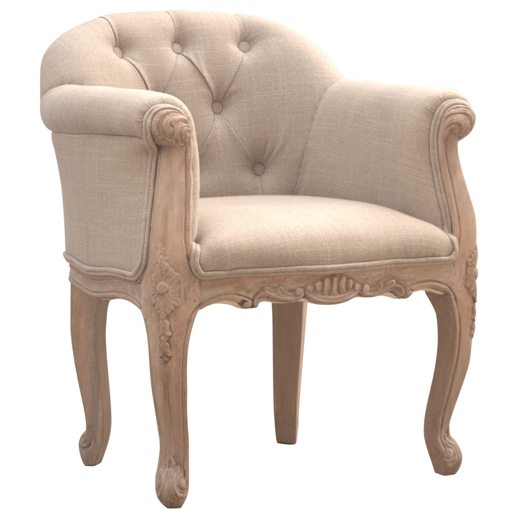 Fauteuil capitonné profond de style français
