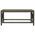 Table basse industrielle en métal croisé couleur avoine