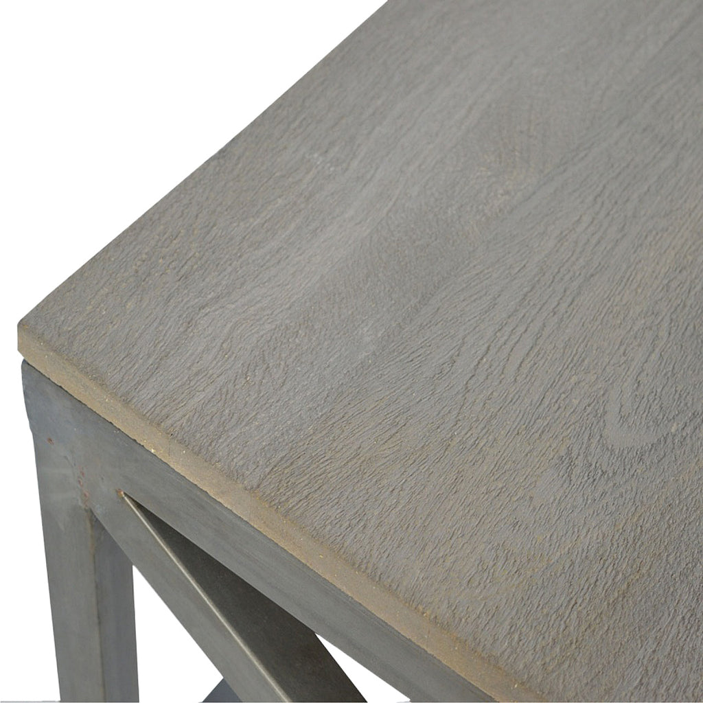 Table basse industrielle en métal croisé couleur avoine