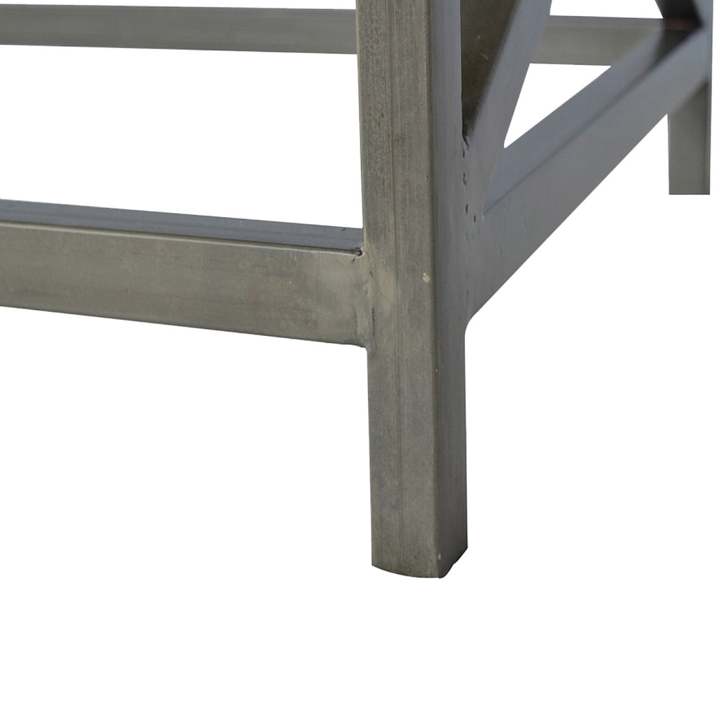 Table basse industrielle en métal croisé couleur avoine