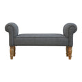 Banc en tweed noir avec pieds tournés