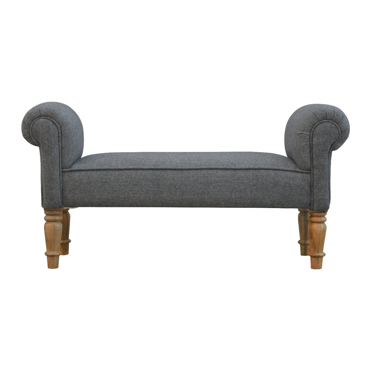Banc en tweed noir avec pieds tournés
