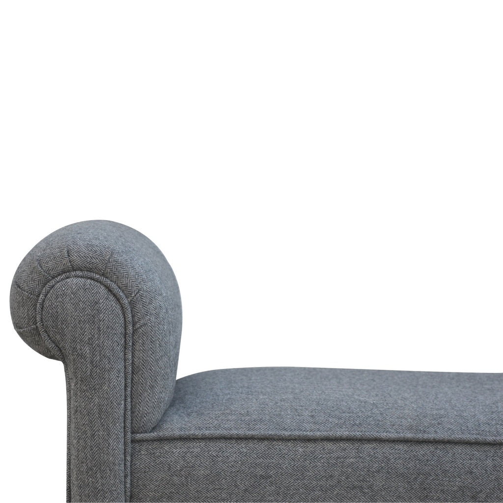 Banc en tweed noir avec pieds tournés