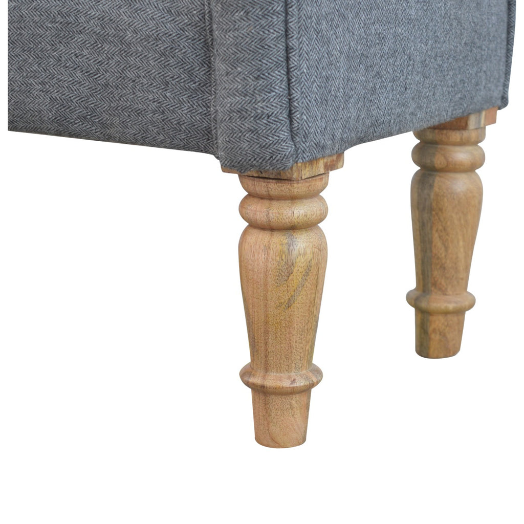 Banc en tweed noir avec pieds tournés