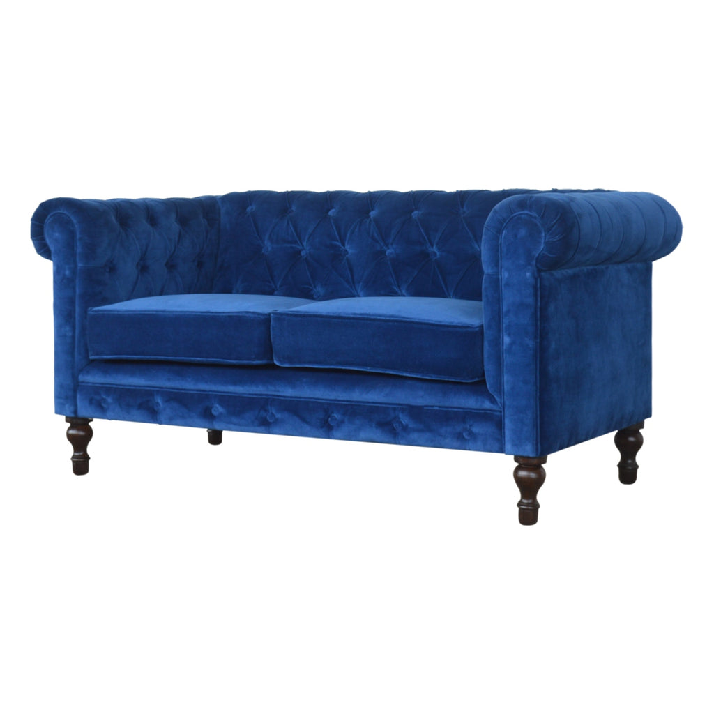 Canapé Chesterfield en velours bleu royal
